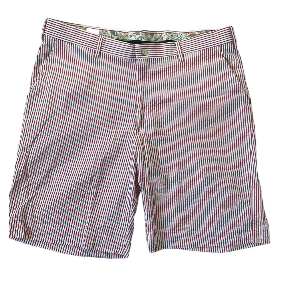 Berle Men Size 38R Red White Striped Chino Shorts (36-49)